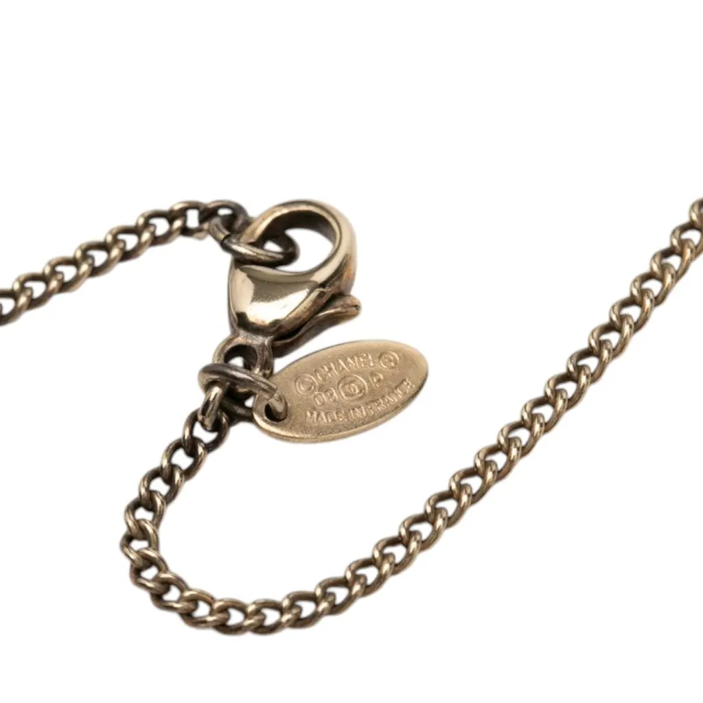 Chanel CC Gold Plated Enamel Pendant Necklace Gold Metal Very good - Box View
