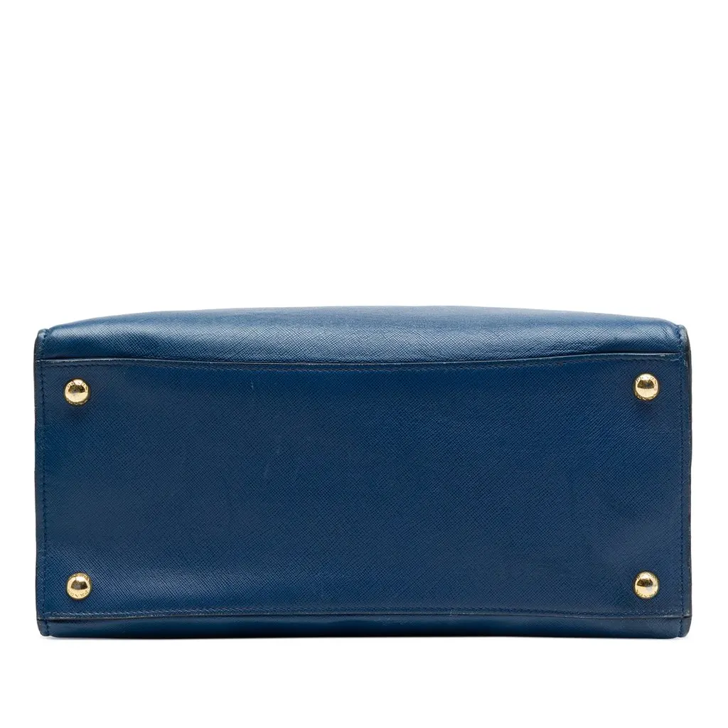 Prada Saffiano Soft Triple Pocket Tote Blue Leather Good - Inside View