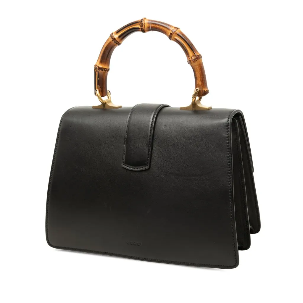 Gucci Medium Bamboo Dionysus Web Leather Satchel Black Leather Very good - Back View