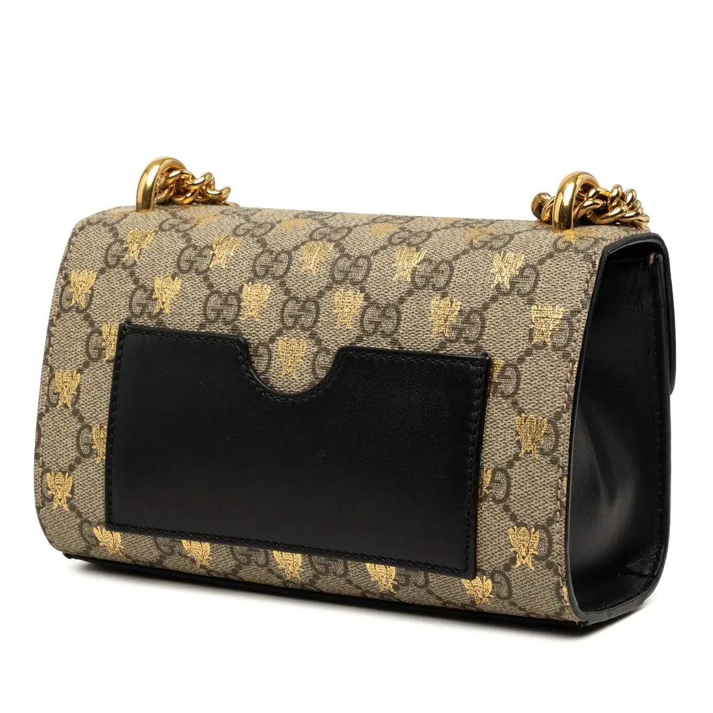 Gucci Small GG Supreme Bee Padlock Crossbody Beige Canvas Good - Back View