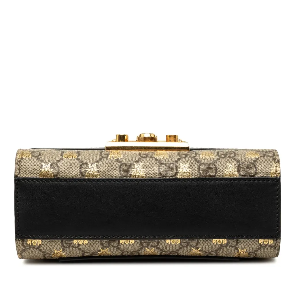 Gucci Small GG Supreme Bee Padlock Crossbody Beige Canvas Good - Inside View