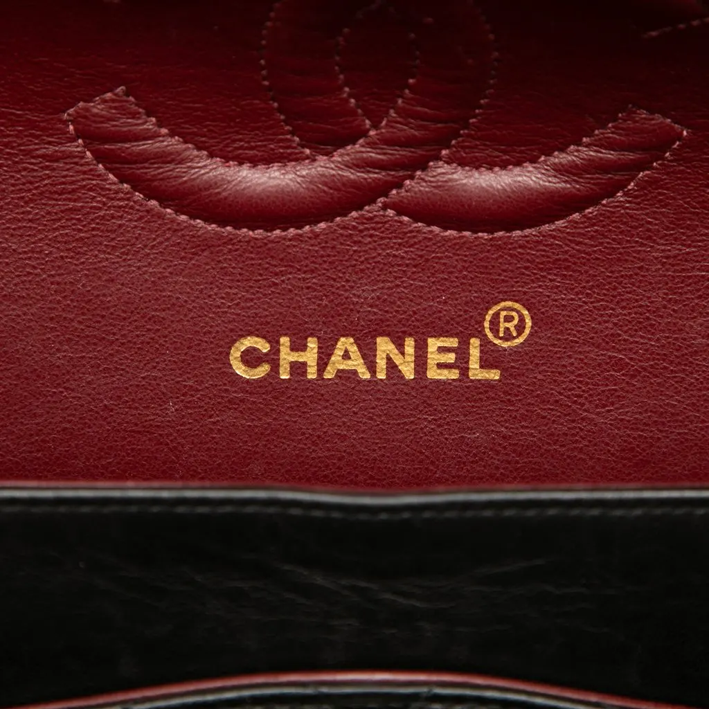 Chanel Medium Classic Lambskin Double Flap Black Leather Good - Box View