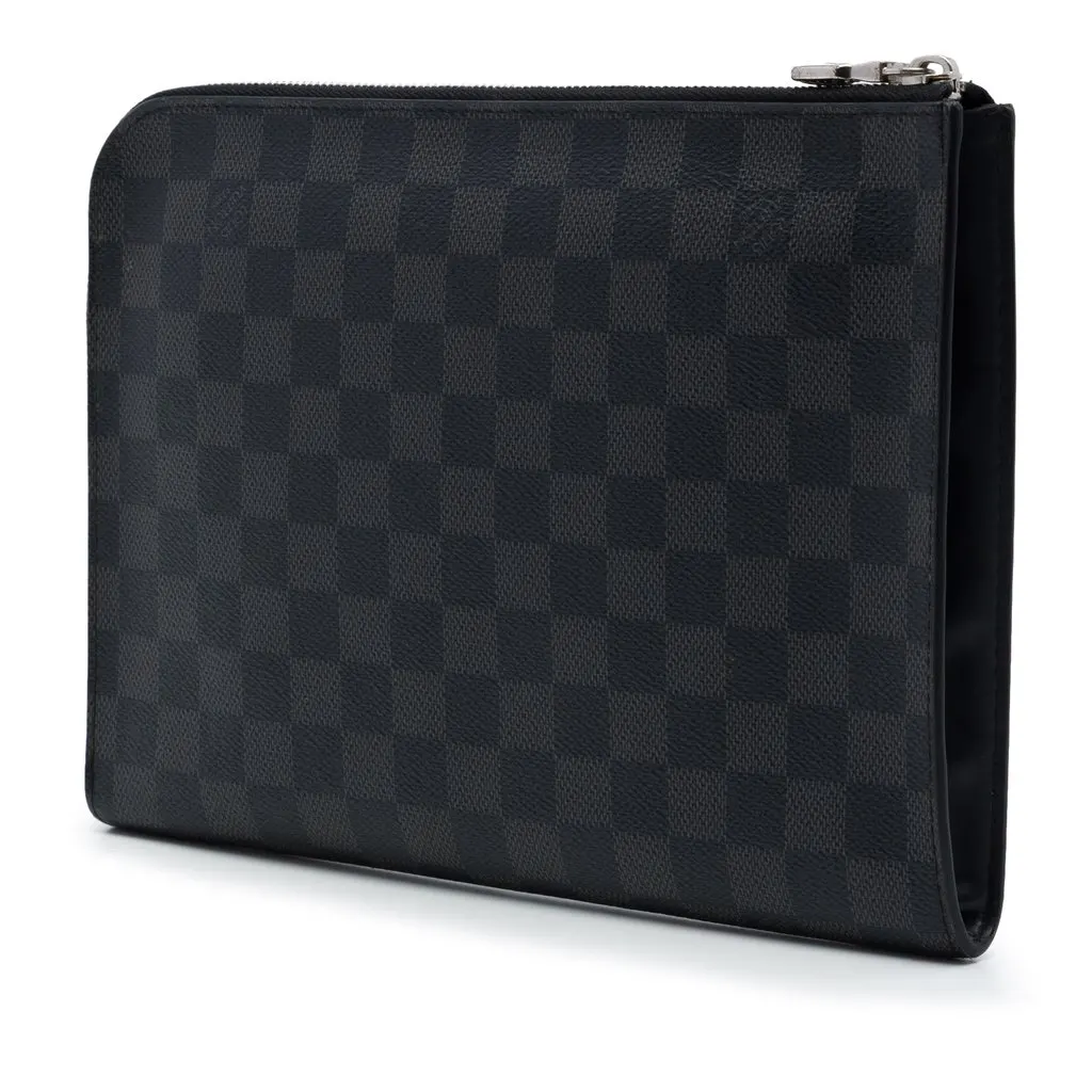 Louis Vuitton Damier Graphite Pochette Jour MM Black Canvas Good - Back View