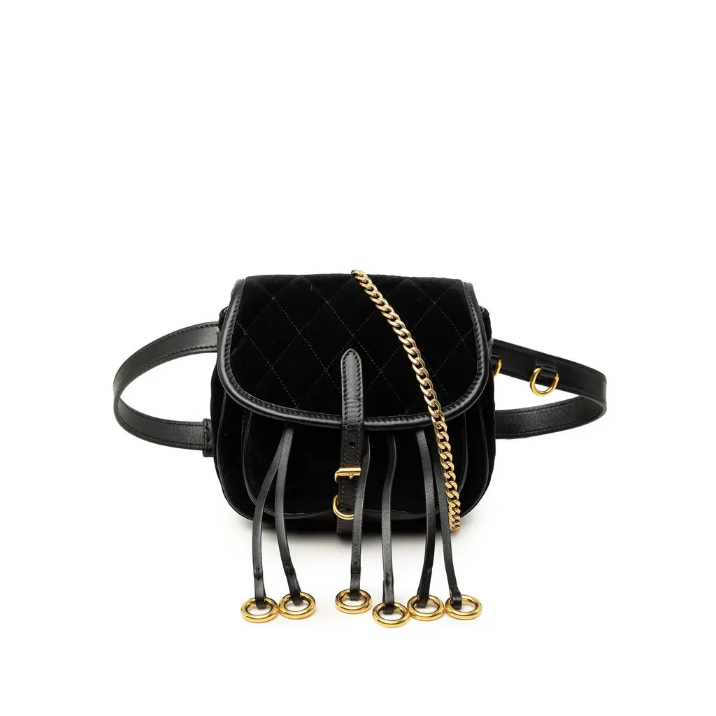 Prada Impuntu Velluto Corsaire Crossbody Black Velvet Very good - Front View