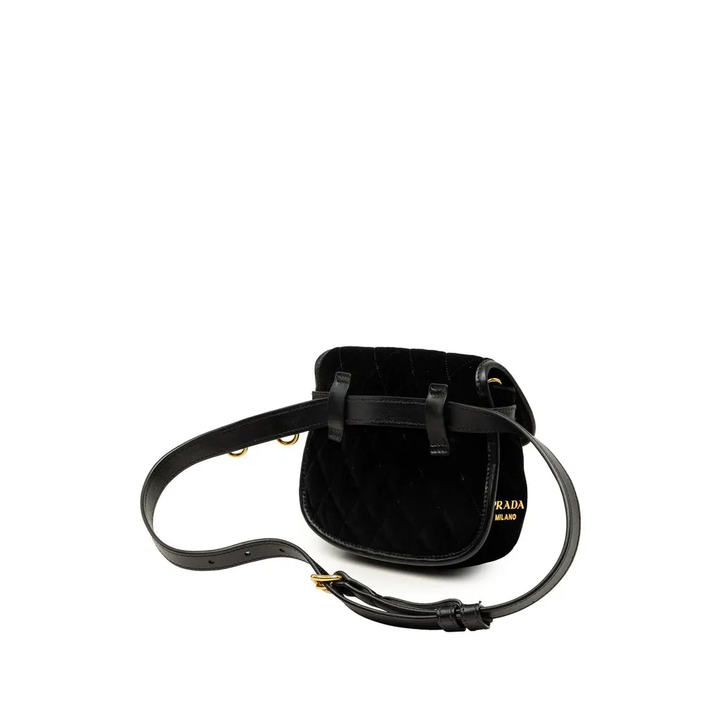 Prada Impuntu Velluto Corsaire Crossbody Black Velvet Very good - Back View