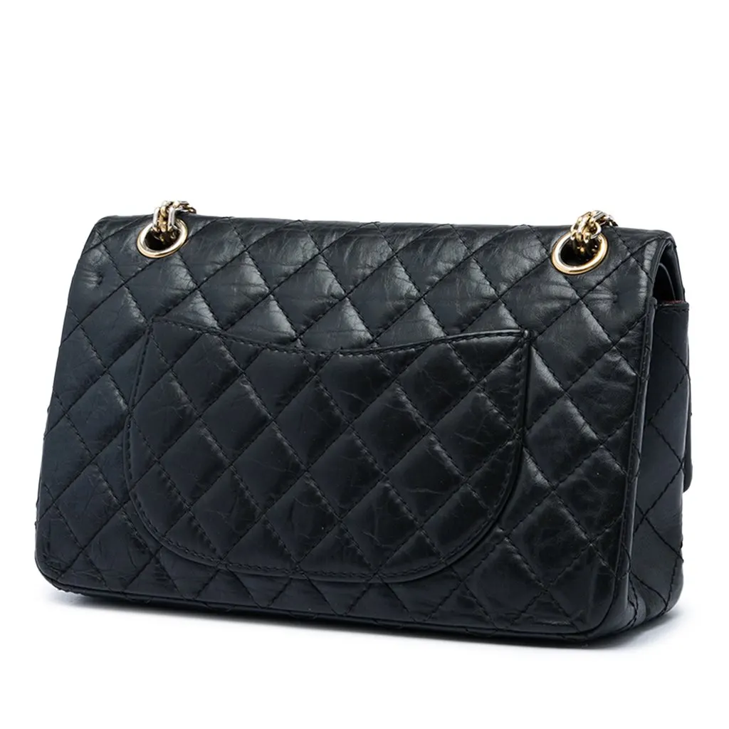 Chanel Quilted Aged Calfskin Reissue 2.55 Double Flap 225 Black Leather Very good - Back View