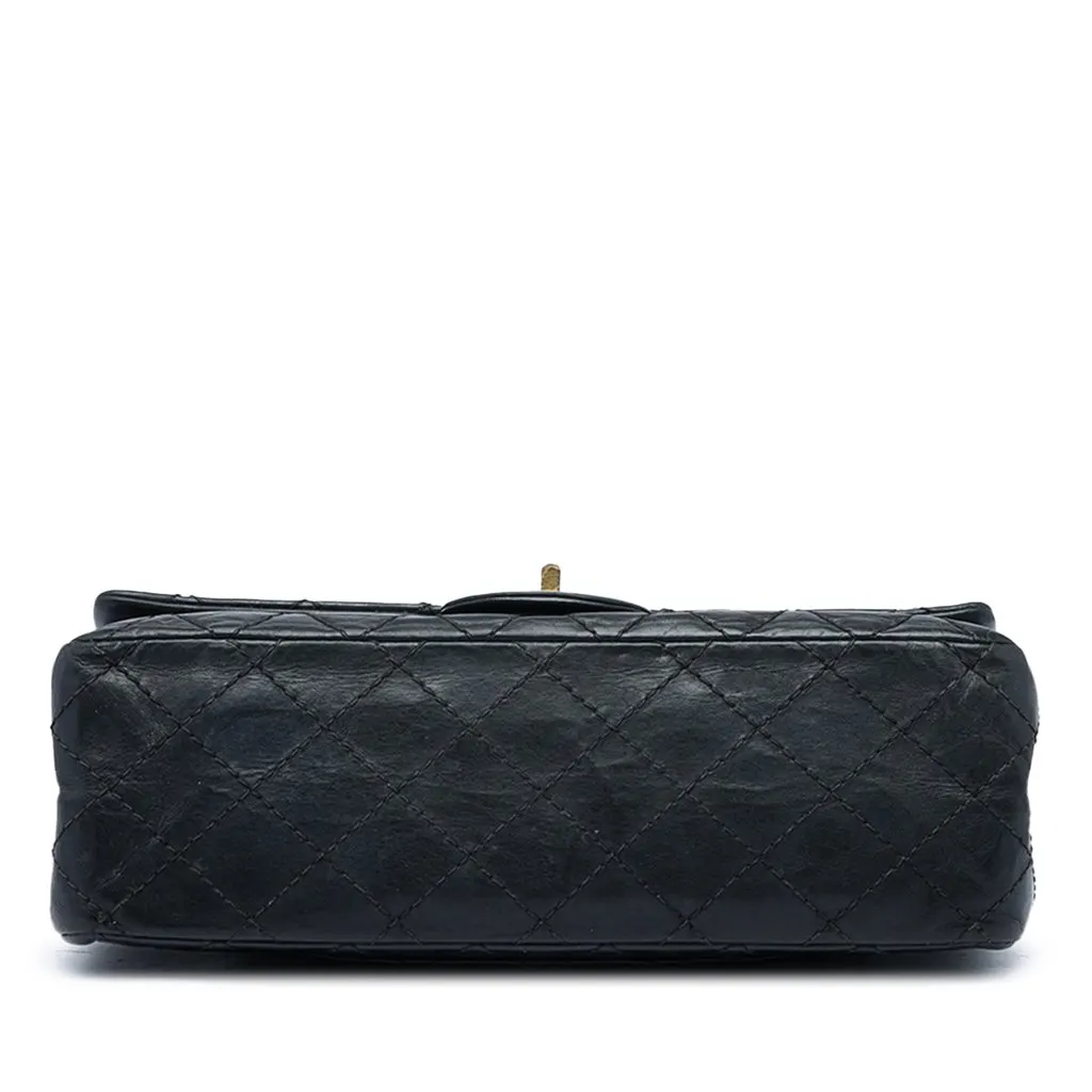 Chanel Quilted Aged Calfskin Reissue 2.55 Double Flap 225 Black Leather Very good - Inside View