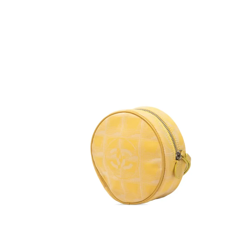 Chanel New Travel Line Nylon Round Coin Pouch Yellow Good - Back View