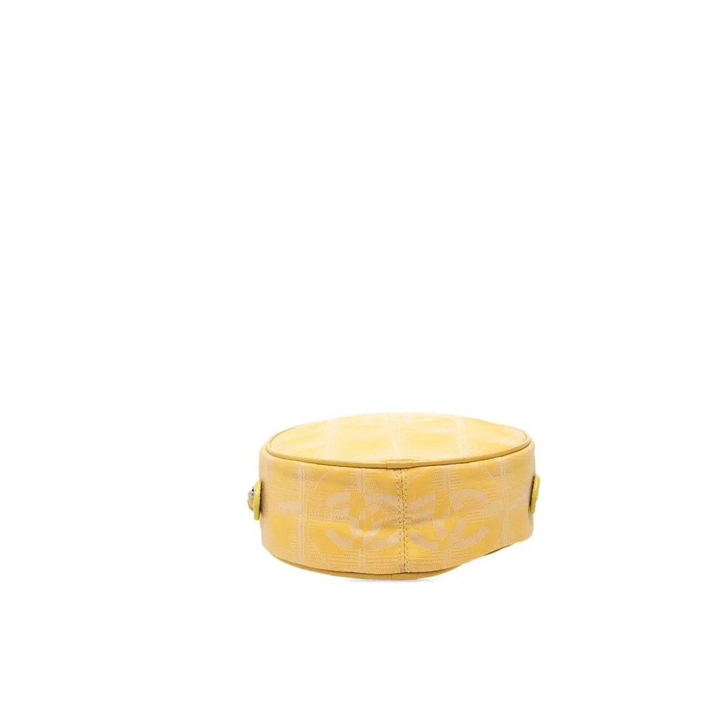 Chanel New Travel Line Nylon Round Coin Pouch Yellow Good - Inside View