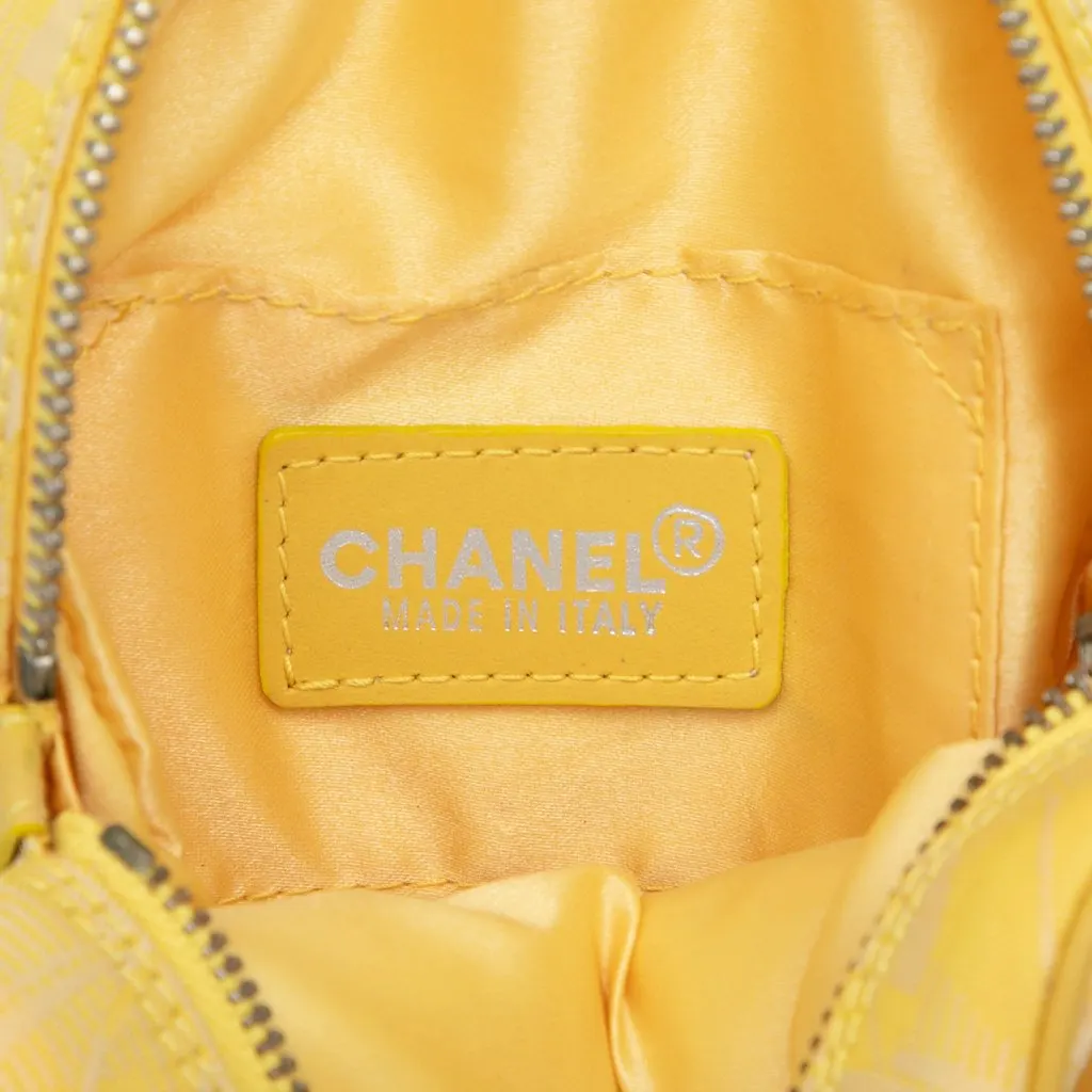 Chanel New Travel Line Nylon Round Coin Pouch Yellow Good - Box View
