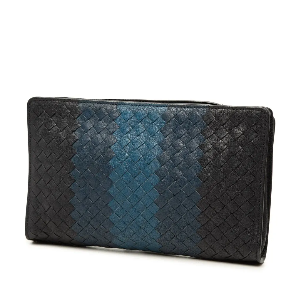 Bottega Veneta Tricolor Nappa Intrecciato Multifunction Clutch Black Leather Very good - Back View