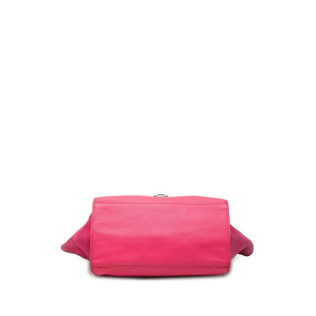 Celine Medium Calfskin and Suede Trapeze Satchel Pink Leather Very good - Inside View