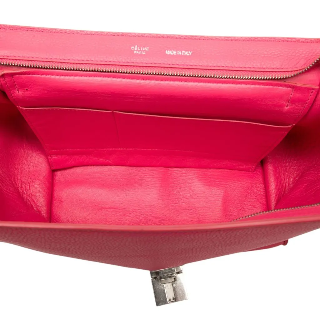 Celine Medium Calfskin and Suede Trapeze Satchel Pink Leather Very good - Model View
