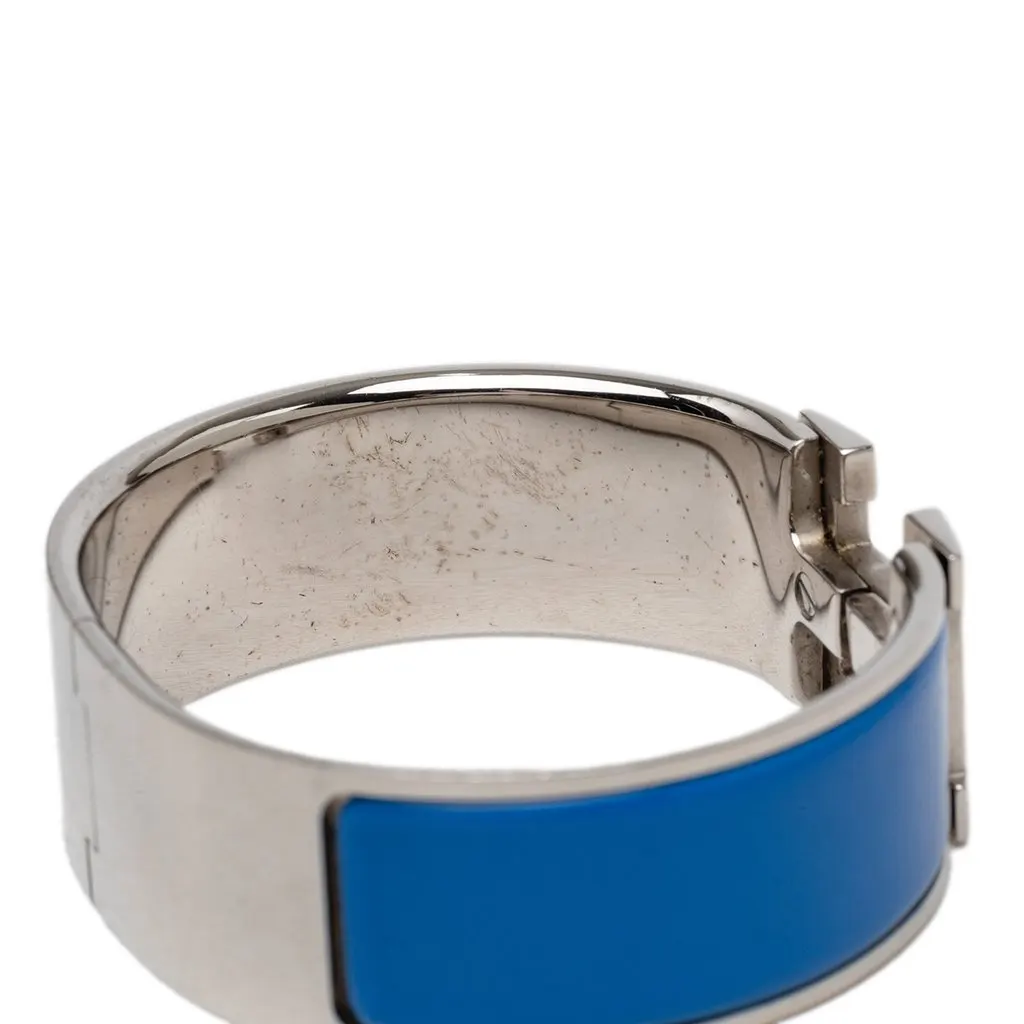 Hermès Wide Enamel Clic Clac H Bracelet PM Blue Very good - Box View