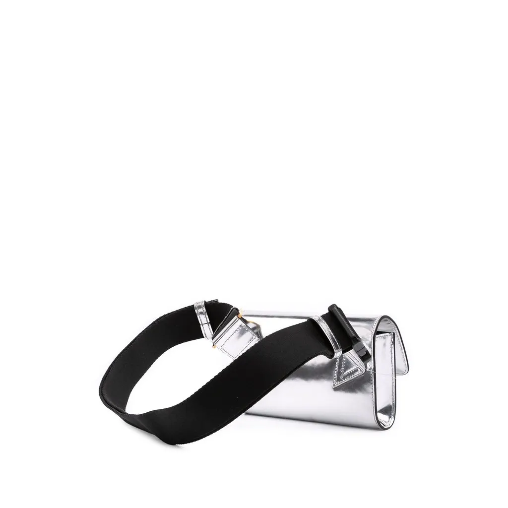 Versace Metallic Calfskin La Medusa Biggie Belt Bag Silver Leather Very good - Back View