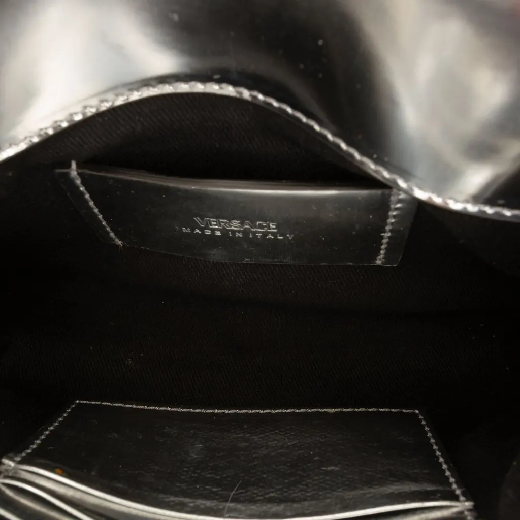 Versace Metallic Calfskin La Medusa Biggie Belt Bag Silver Leather Very good - Model View