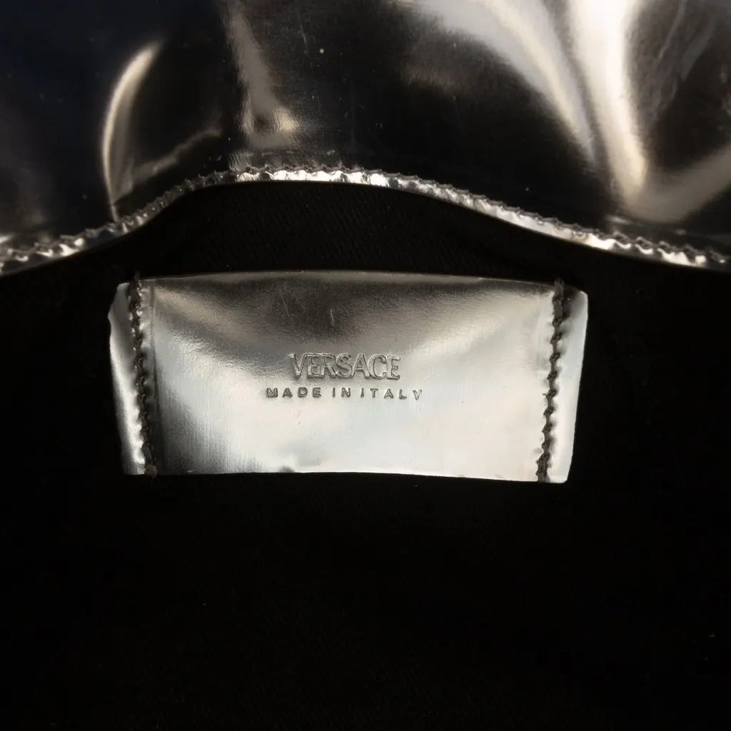 Versace Metallic Calfskin La Medusa Biggie Belt Bag Silver Leather Very good - Box View