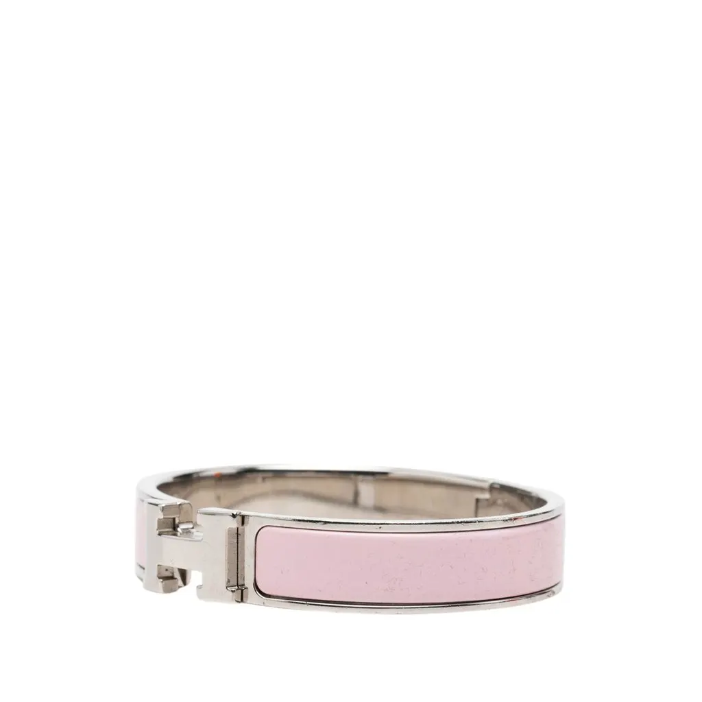 Hermès Narrow Enamel Clic H Bracelet PM Pink Enamel Very good - Back View