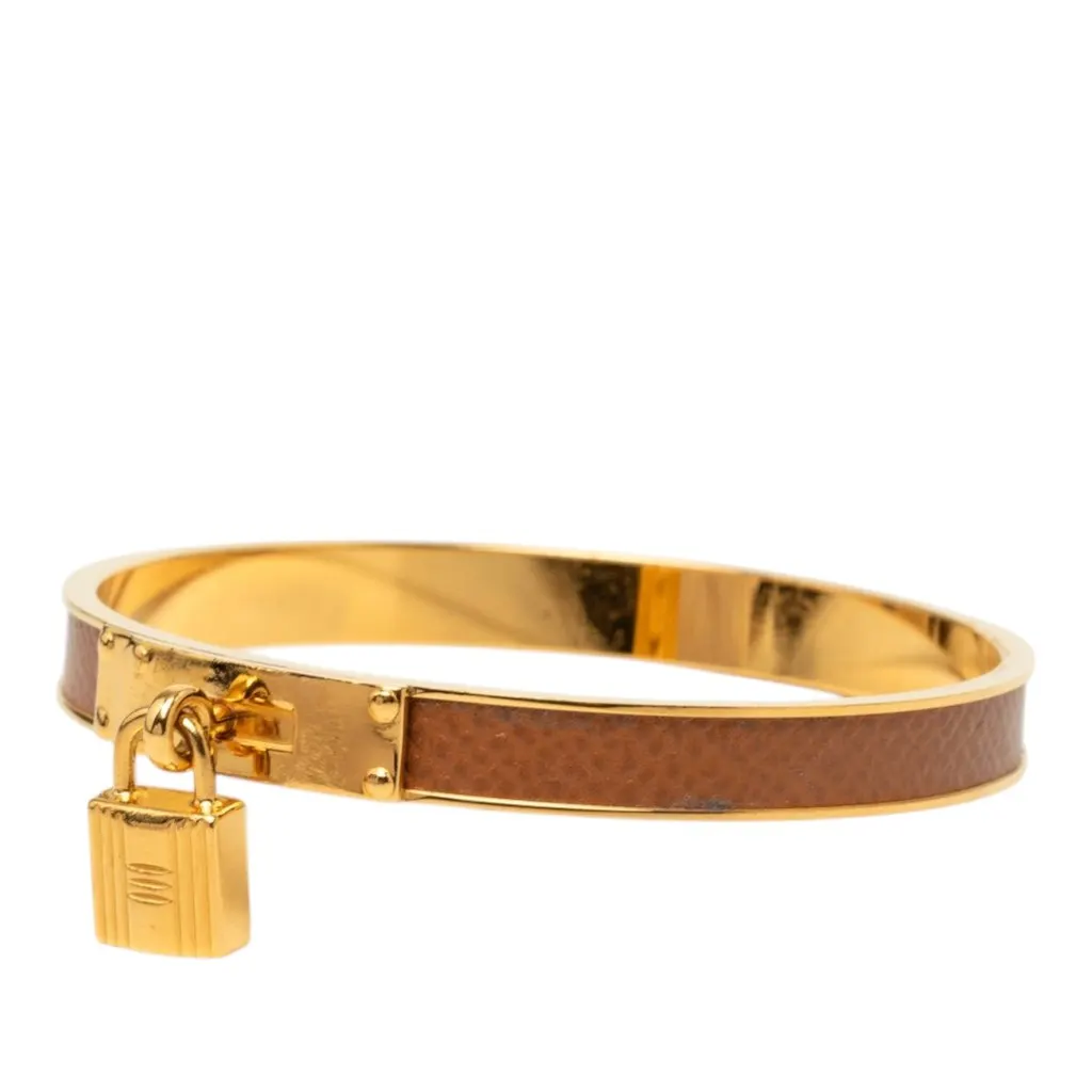Hermès Gold Plated Epsom Kelly Cadena Lock Bangle Bracelet Gold Metal Very good - Back View