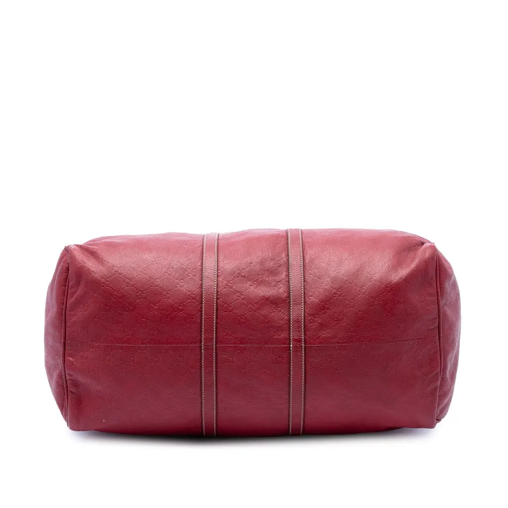 Gucci Large Guccissima Carry On Duffle Bag Red Leather Good - Inside View