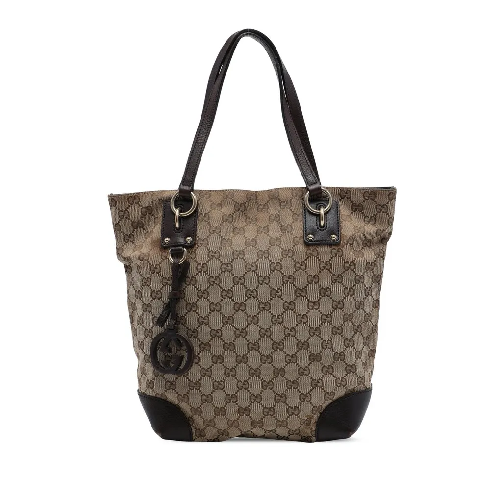 Gucci GG Canvas GG Charm Tote Beige Canvas Good - Front View