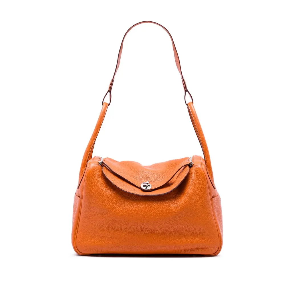 Hermès Clemence Lindy 34 Orange Leather Very good - Front View