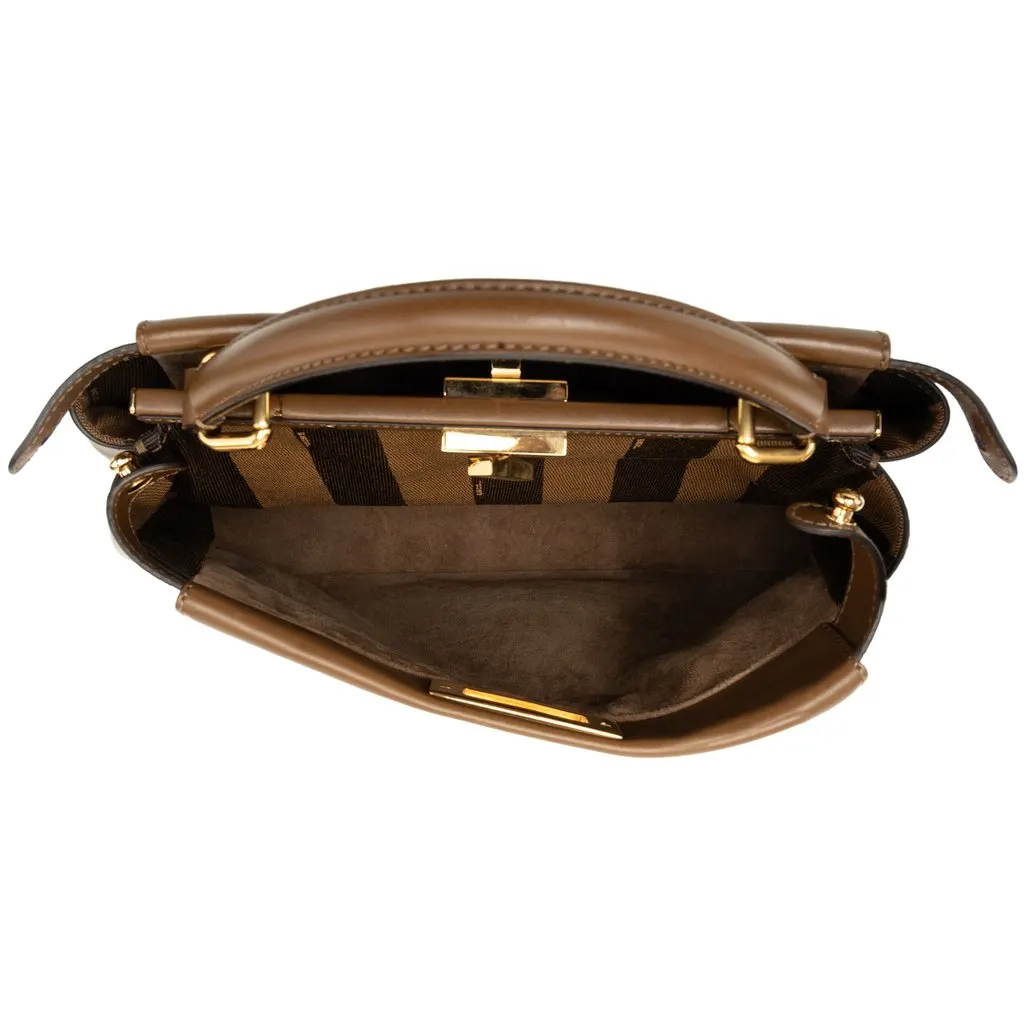 Fendi Medium Leather Peekaboo Iconic Satchel Brown Leather Very good - Model View