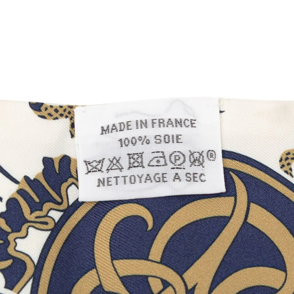 Hermès Ex Libris Forever Silk Twilly Scarf White Very good - Back View