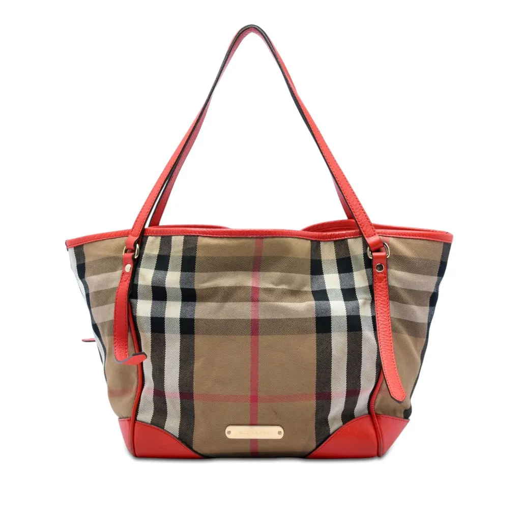 Burberry Small House Check Canvas Bridle Canterbury Tote Brown Very good - Front View