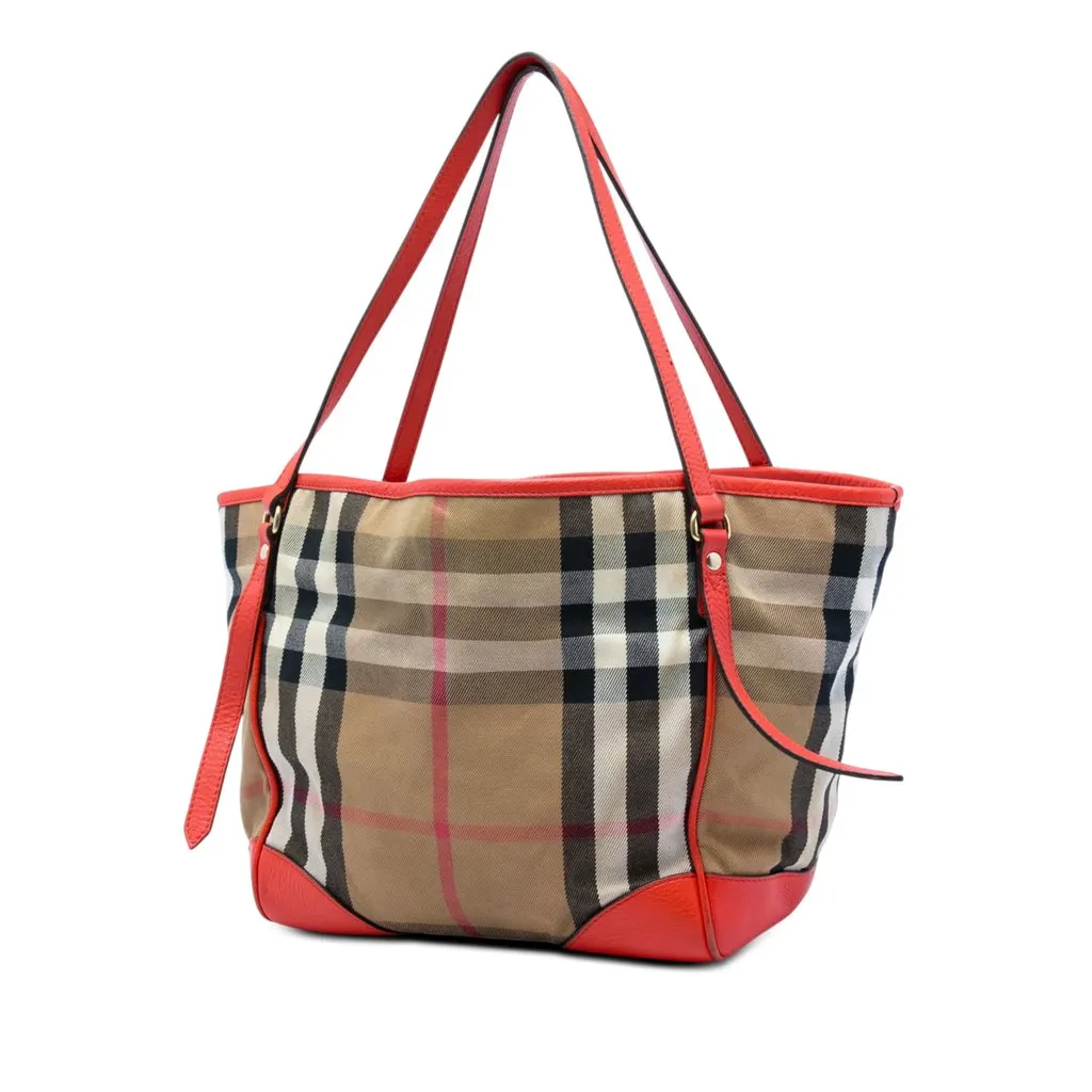 Burberry Small House Check Canvas Bridle Canterbury Tote Brown Very good - Back View