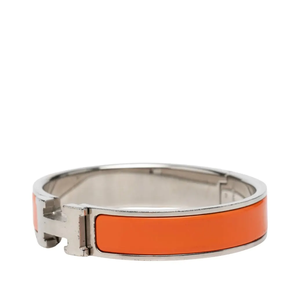 Hermès Narrow Enamel Clic H Bracelet PM Orange Very good - Back View
