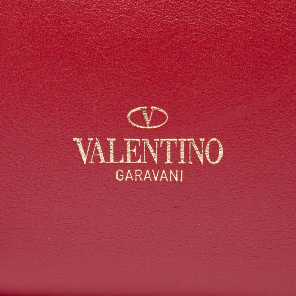 Valentino Small Leather Rockstud Trapeze Satchel Red Leather Very good - Box View
