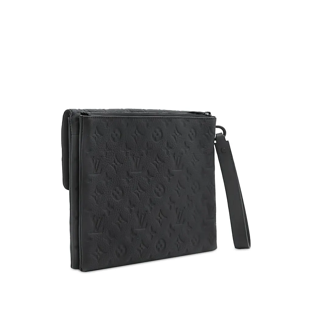 Louis Vuitton Monogram Shadow S Lock Pochette Black Leather Good - Back View