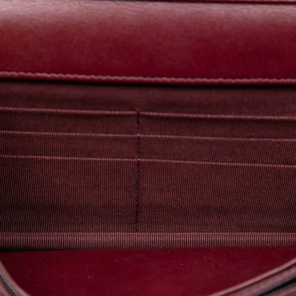 Chanel CC Quilted Striated Metallic Patent Wallet on Chain Red Leather Very good - Model View