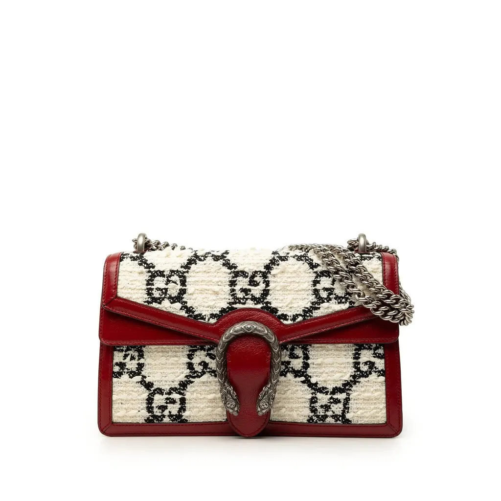 Gucci Medium GG Tweed Dionysus Shoulder Bag Beige Very good - Front View