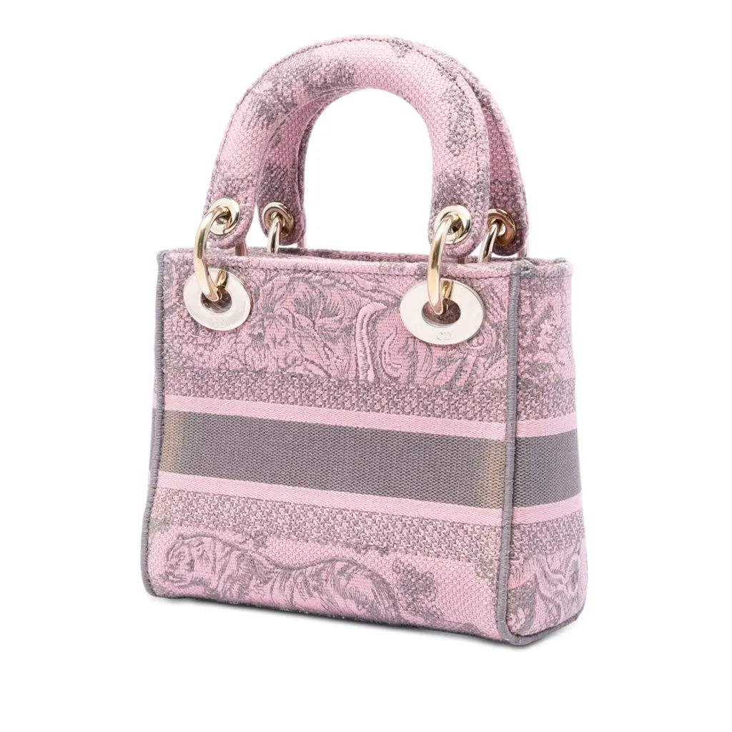 Dior Mini Embroidered Canvas Toile De Jouy Lady D Lite Pink Very good - Back View