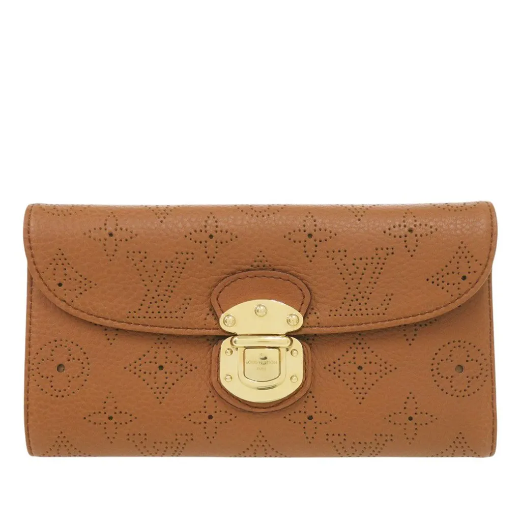 Louis Vuitton Monogram Mahina Portefeuille Amelia Brown Leather Very good - Front View