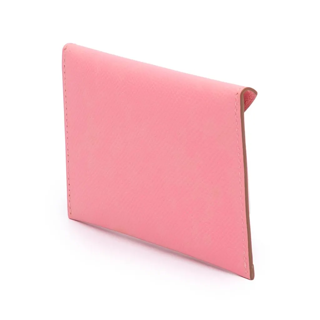 Hermès Epsom Envelope Card Holder MM Pink Leather Very good - Back View