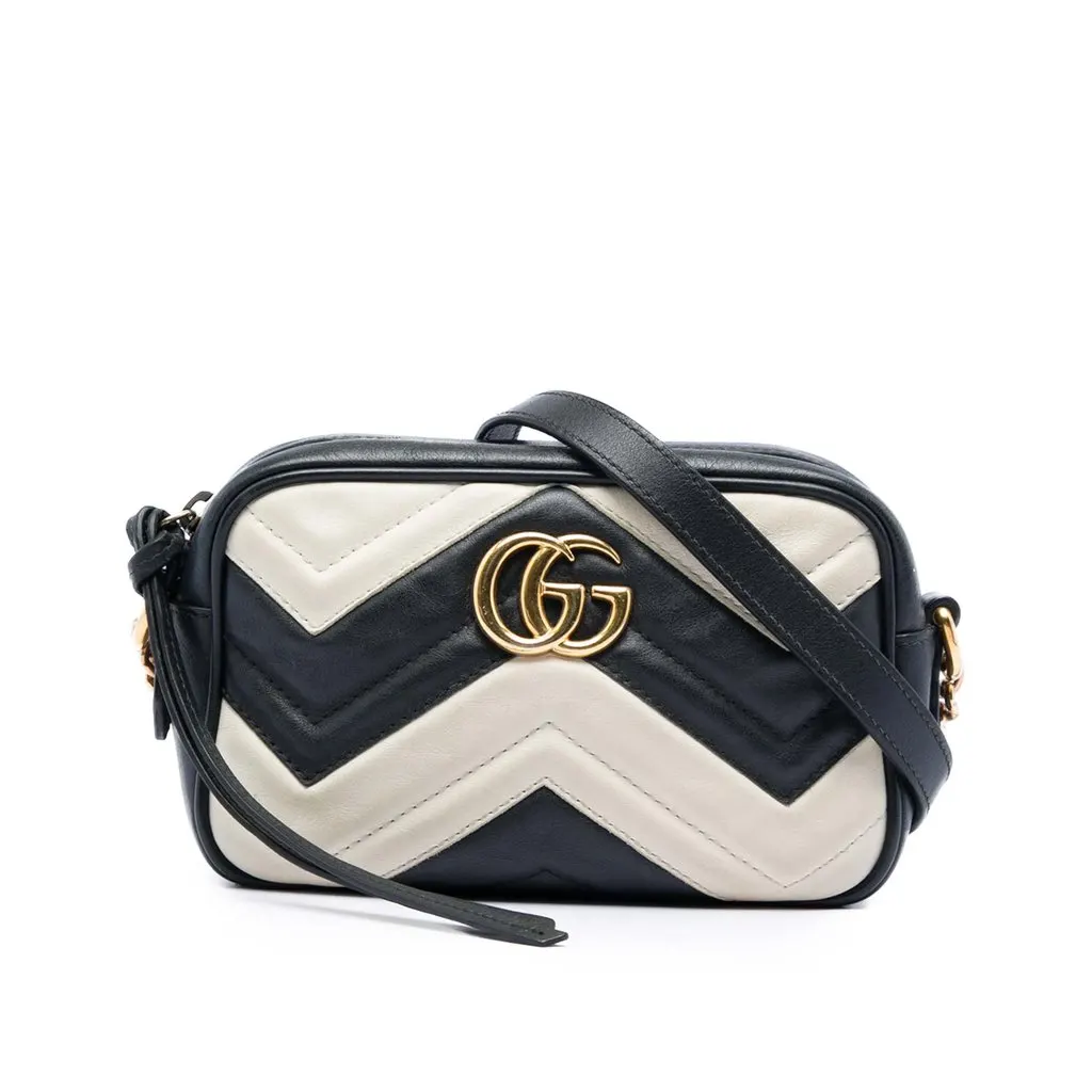 Gucci Mini GG Marmont Matelasse Leather Crossbody Black Leather Very good - Front View