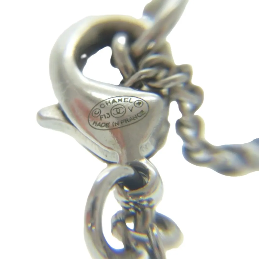 Chanel CC Brass and Strass Pendant Necklace Silver Metal Very good - Box View
