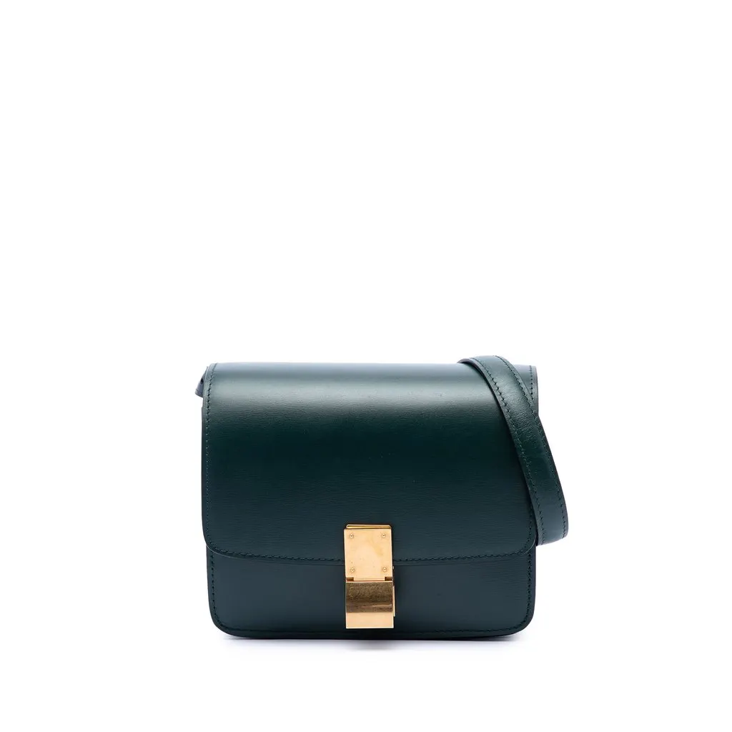 Celine Small Calfskin Classic Box Green Leather Very good - Front View