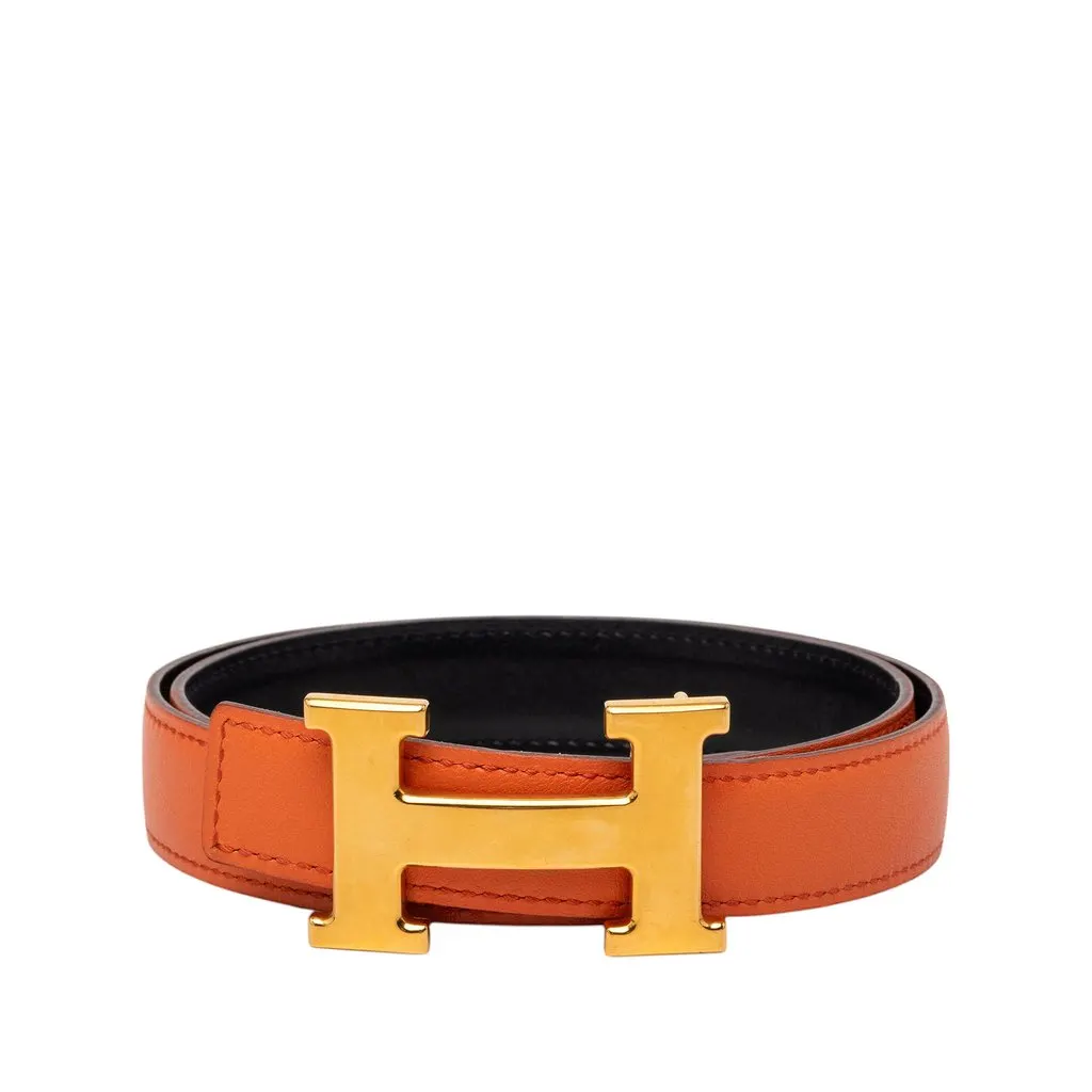 Hermès Box Calf Constance H Reversible Belt Orange Leather Very good - Front View