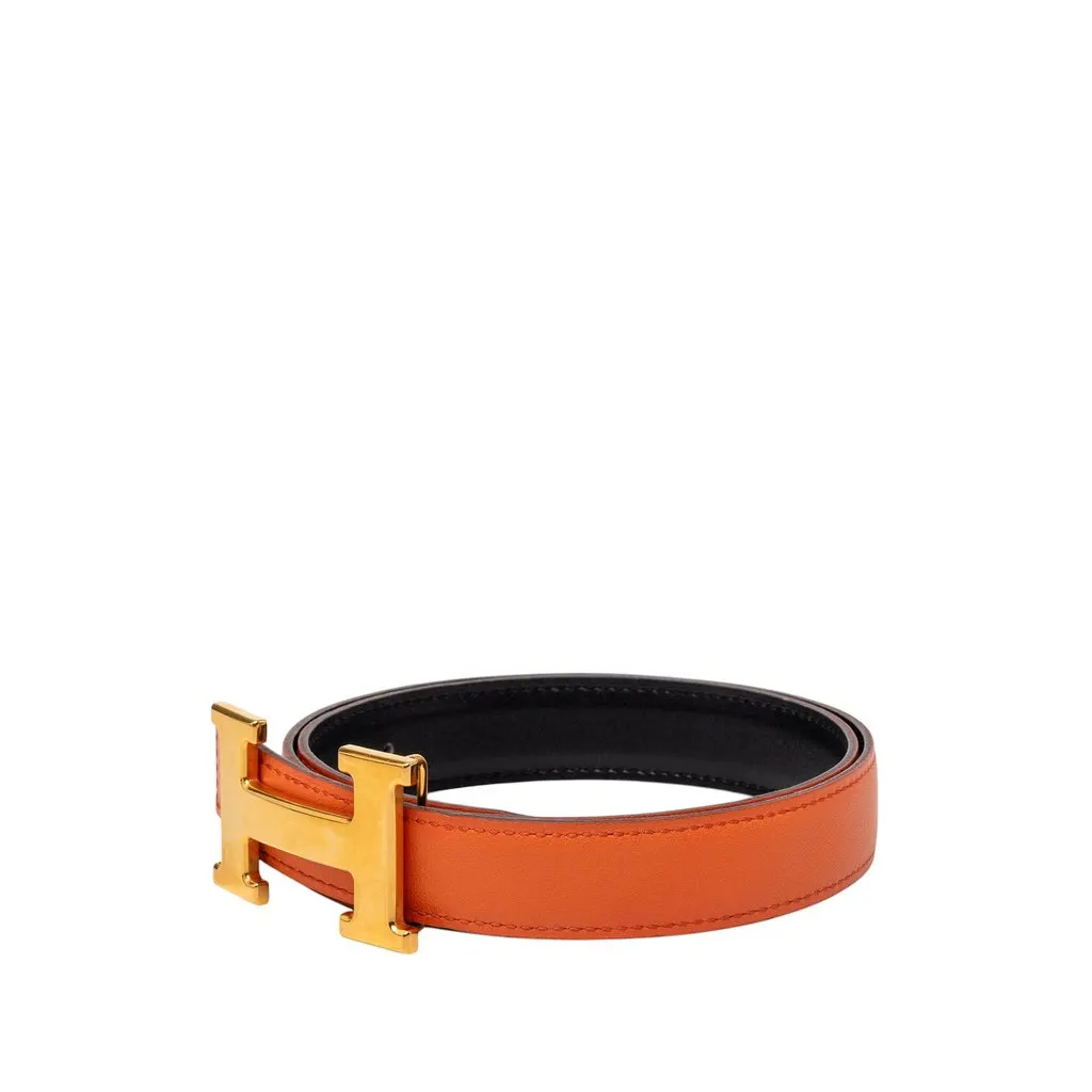 Hermès Box Calf Constance H Reversible Belt Orange Leather Very good - Back View