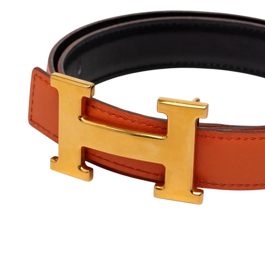 Hermès Box Calf Constance H Reversible Belt Orange Leather Very good - Model View