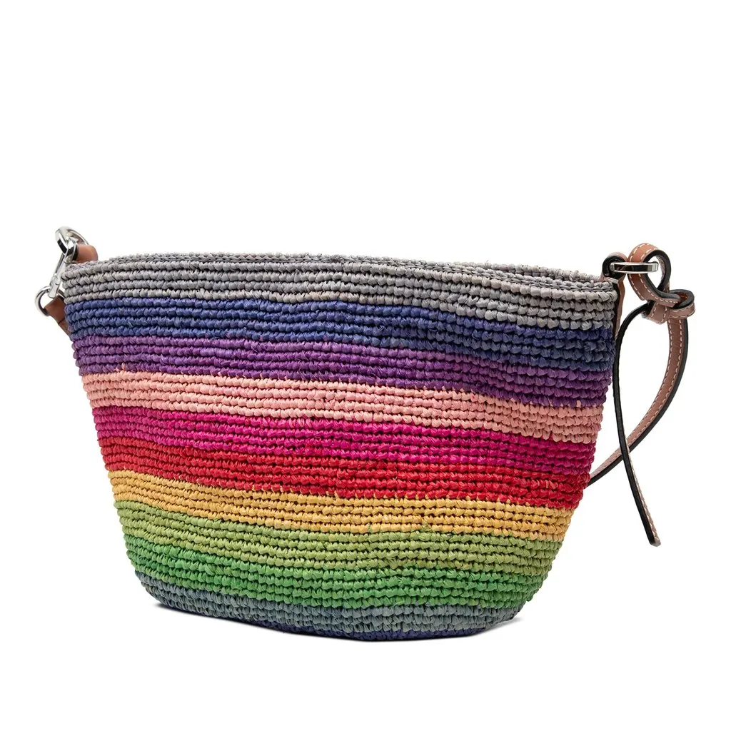 LOEWE Paulas Ibiza Anagram Raffia Rainbow Pochette Crossbody MultiColor Very good - Back View