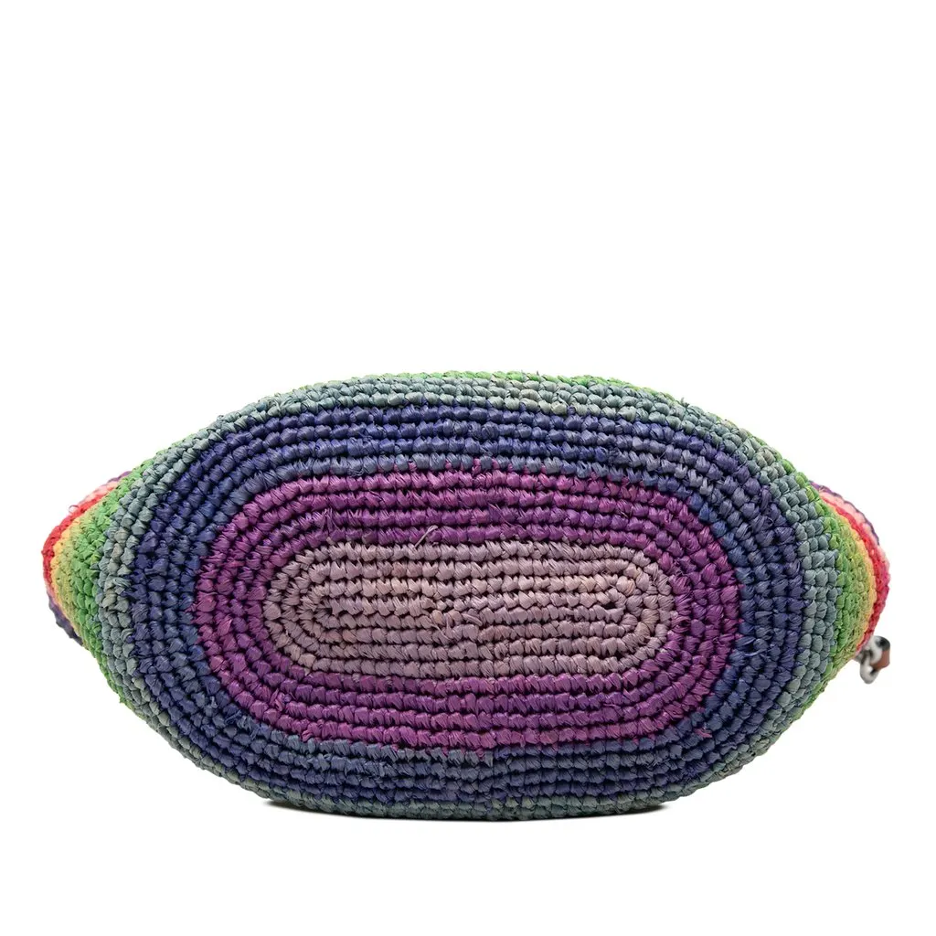 LOEWE Paulas Ibiza Anagram Raffia Rainbow Pochette Crossbody MultiColor Very good - Inside View