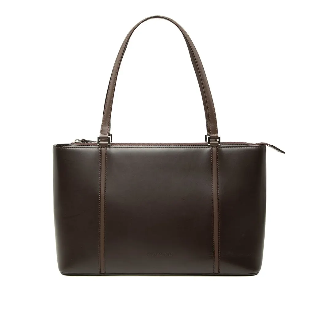 Burberry Leather Tote Brown Leather Very good - Front View