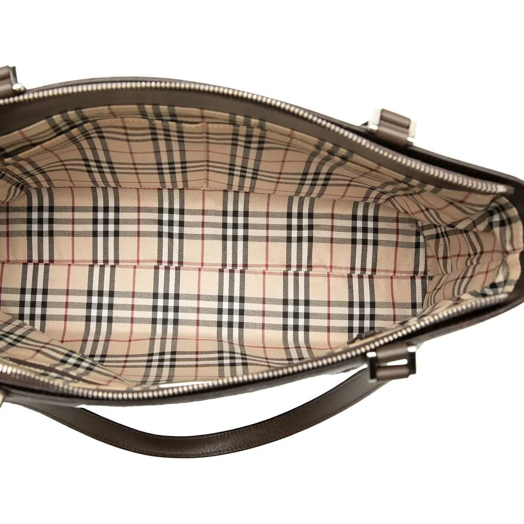 Burberry Leather Tote Brown Leather Very good - Model View
