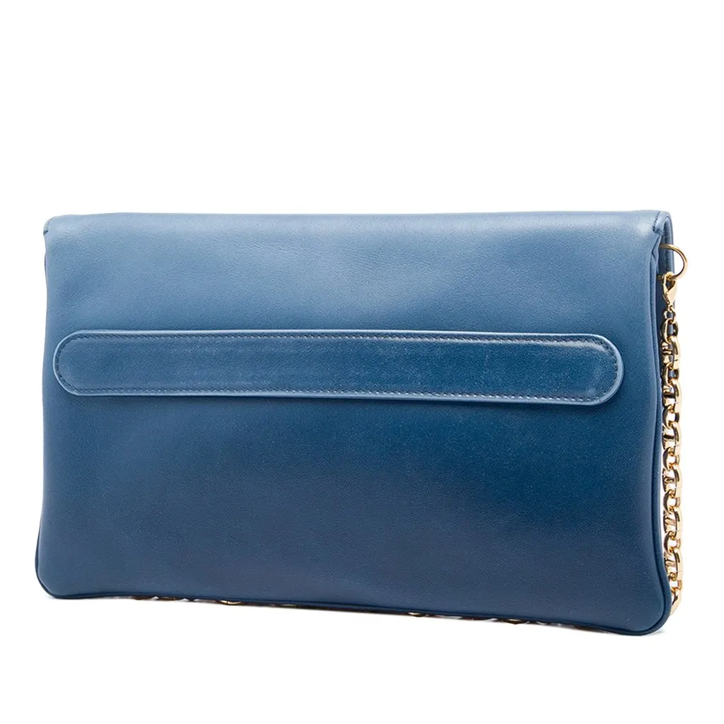 Dior Medium Calfskin DiorDouble Chain Bag Blue Leather Very good - Back View