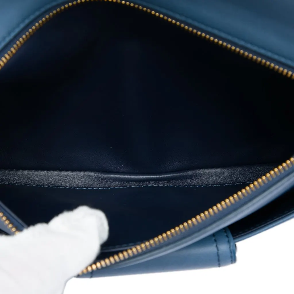 Dior Medium Calfskin DiorDouble Chain Bag Blue Leather Very good - Model View